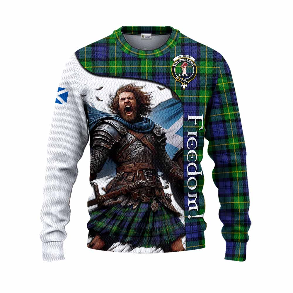 Meldrum Crest Tartan Knitted Sweater Inspired by the Freedom of Scottish Warrior Unisex - Tartan Vibes Clothing