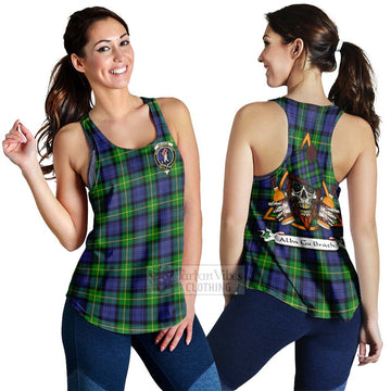 Meldrum Tartan Women's Racerback Tanks with Family Crest and Bearded Skull Holding Bottles of Whiskey 4XL - Tartan Vibes Clothing