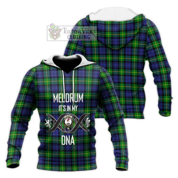 Meldrum Tartan Knitted Hoodie with Family Crest DNA In Me Style Unisex Knitted Pullover Hoodie - Tartan Vibes Clothing