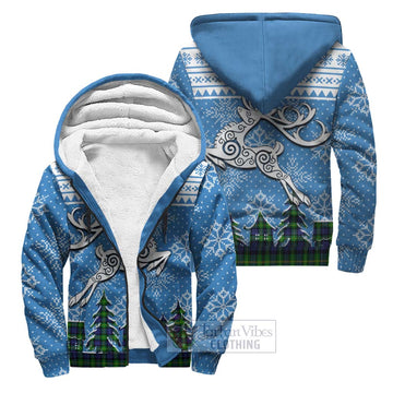 Meldrum Clan Christmas Sherpa Hoodie Celtic Reindeer Style Unisex S - Tartan Vibes Clothing