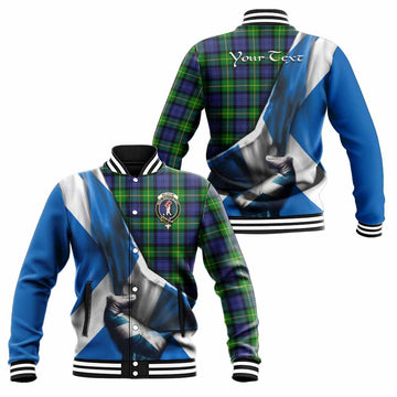 Meldrum Tartan Baseball Jacket with Family Crest Scotland Patriotic Style Unisex - Tartan Vibes Clothing