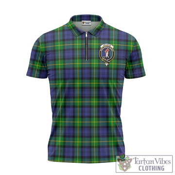 Meldrum Tartan Zipper Polo Shirt with Family Crest Unisex - Tartan Vibes Clothing