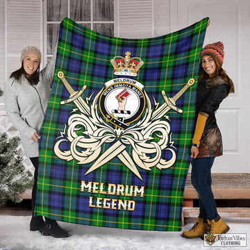Meldrum Tartan Blanket with Clan Crest and the Golden Sword of Courageous Legacy
