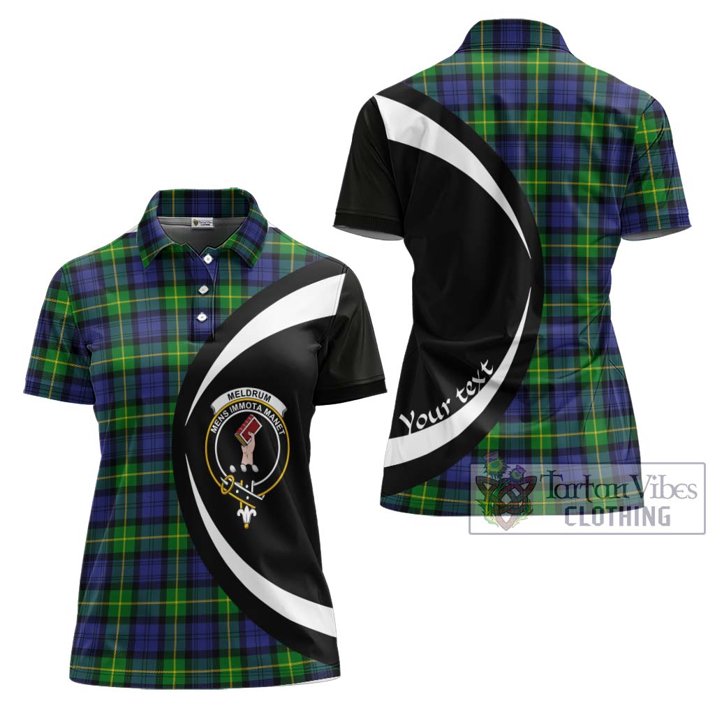 Meldrum Tartan Women's Polo Shirt with Family Crest Circle Style Women - Tartan Vibes Clothing