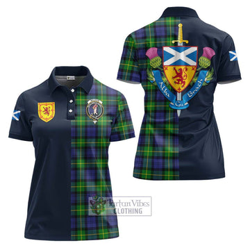 Meldrum Tartan Women's Polo Shirt Alba with Scottish Lion Royal Arm Half Style Women - Tartan Vibes Clothing