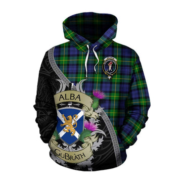 Meldrum Tartan Family Crest Cotton Hoodie Lion Rampant Royal Thistle Shield Celtic Inspired Pullover Hoodie XS - Tartan Vibes Clothing