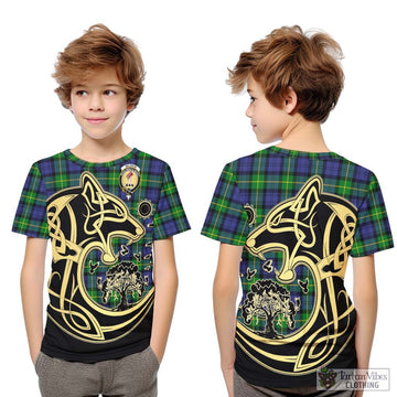 Meldrum Tartan Kid T-Shirt with Family Crest Celtic Wolf Style Youth XL Size14 - Tartan Vibes Clothing
