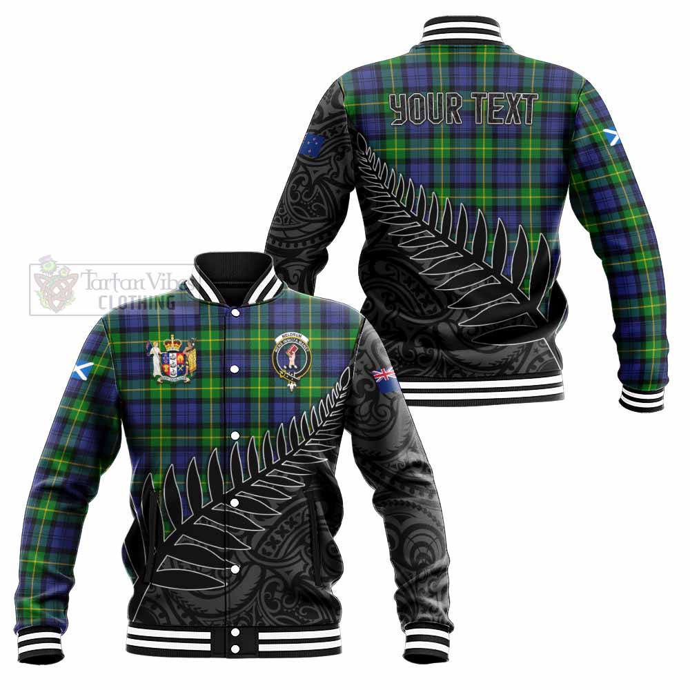 Meldrum Crest Tartan Baseball Jacket with New Zealand Silver Fern Half Style Unisex - Tartan Vibes Clothing