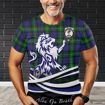 Meldrum Tartan T-Shirt with Alba Gu Brath Regal Lion Emblem Kid's Shirt - Tartan Vibes Clothing