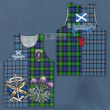 Meldrum Tartan Men's Tank Top Happy St. Andrew's Day Half Tartan Style Men - Tartan Vibes Clothing