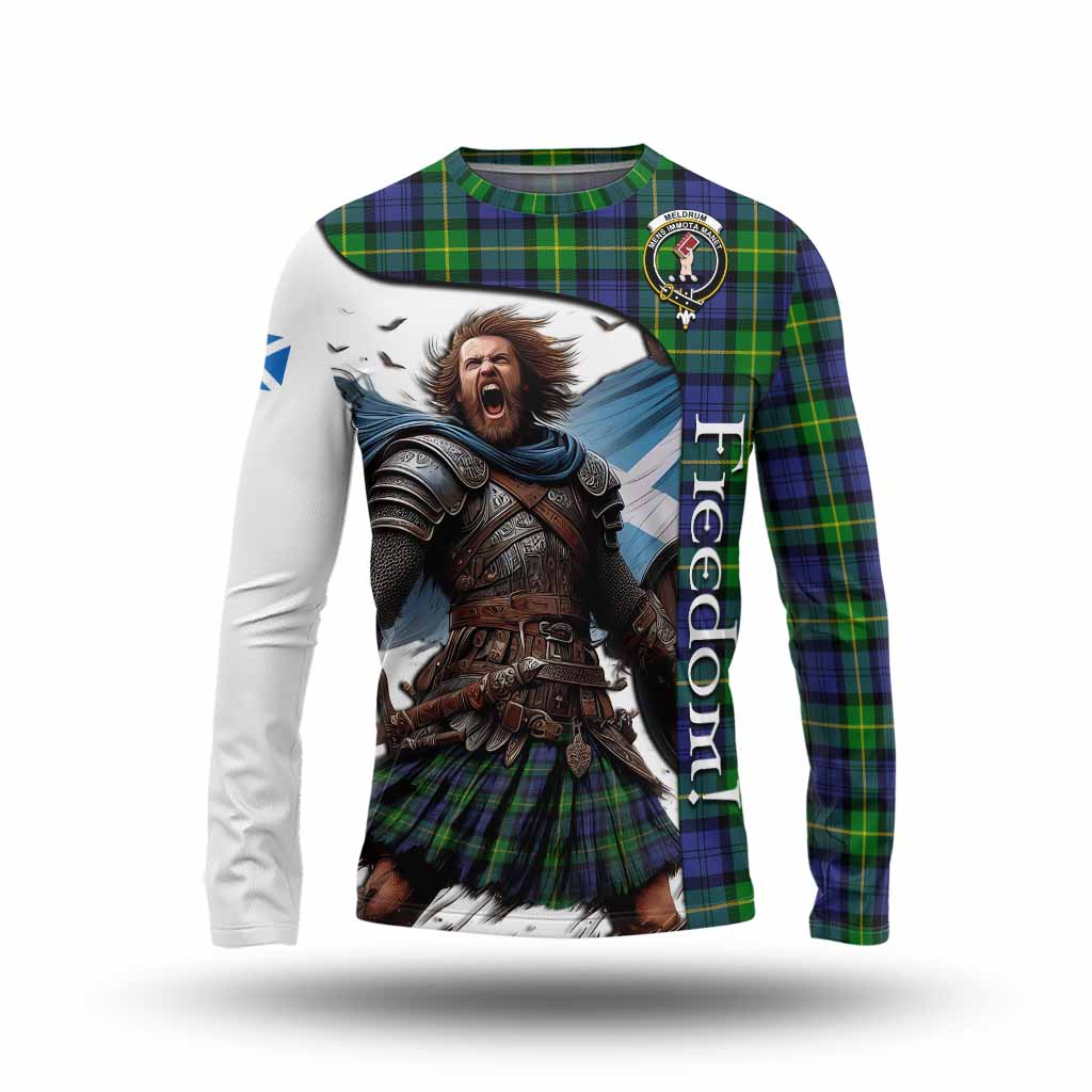 Tartan Vibes Clothing Meldrum Crest Tartan Long Sleeve T-Shirt Inspired by the Freedom of Scottish Warrior