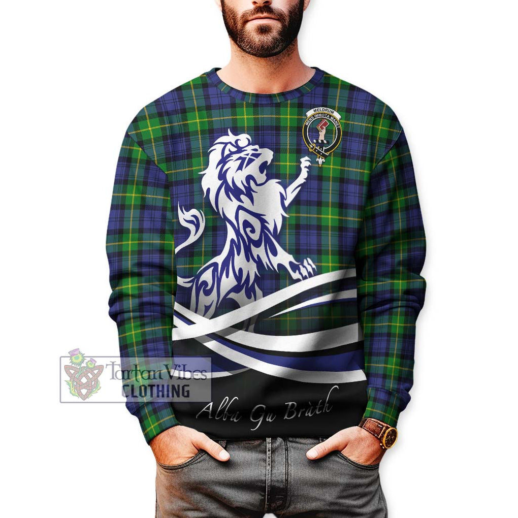 Meldrum Tartan Sweatshirt with Alba Gu Brath Regal Lion Emblem Unisex - Tartan Vibes Clothing