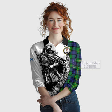 Meldrum Tartan Clan Crest Women's Casual Shirt with Highlander Warrior Celtic Style Female - Tartan Vibes Clothing
