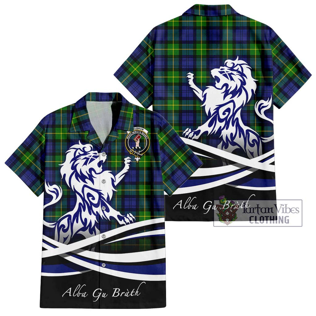 Meldrum Tartan Hawaiian Shirt with Alba Gu Brath Regal Lion Emblem Kid - Tartan Vibes Clothing