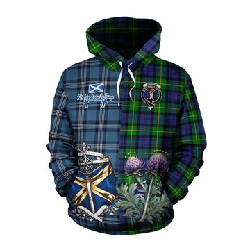 Meldrum Tartan Cotton Hoodie Happy St. Andrew's Day Half Tartan Style Pullover Hoodie XS - Tartan Vibes Clothing