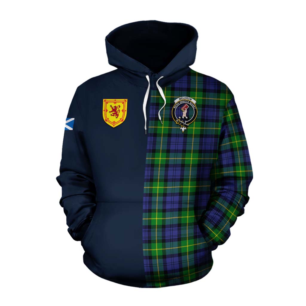 Meldrum Tartan Cotton Hoodie Alba with Scottish Lion Royal Arm Half Style Pullover Hoodie XS - Tartan Vibes Clothing