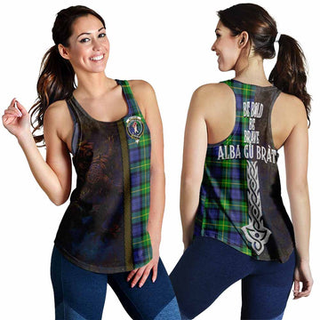 Meldrum Tartan Family Crest Women's Racerback Tanks Alba Gu Brath Be Brave Lion Ancient Style 4XL - Tartan Vibes Clothing