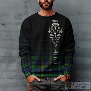 Meldrum Tartan Sweatshirt Featuring Alba Gu Brath Family Crest Celtic Inspired