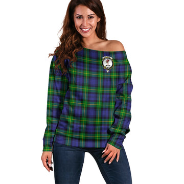 Meldrum Tartan Off Shoulder Women Sweater with Family Crest Women - Tartan Vibes Clothing