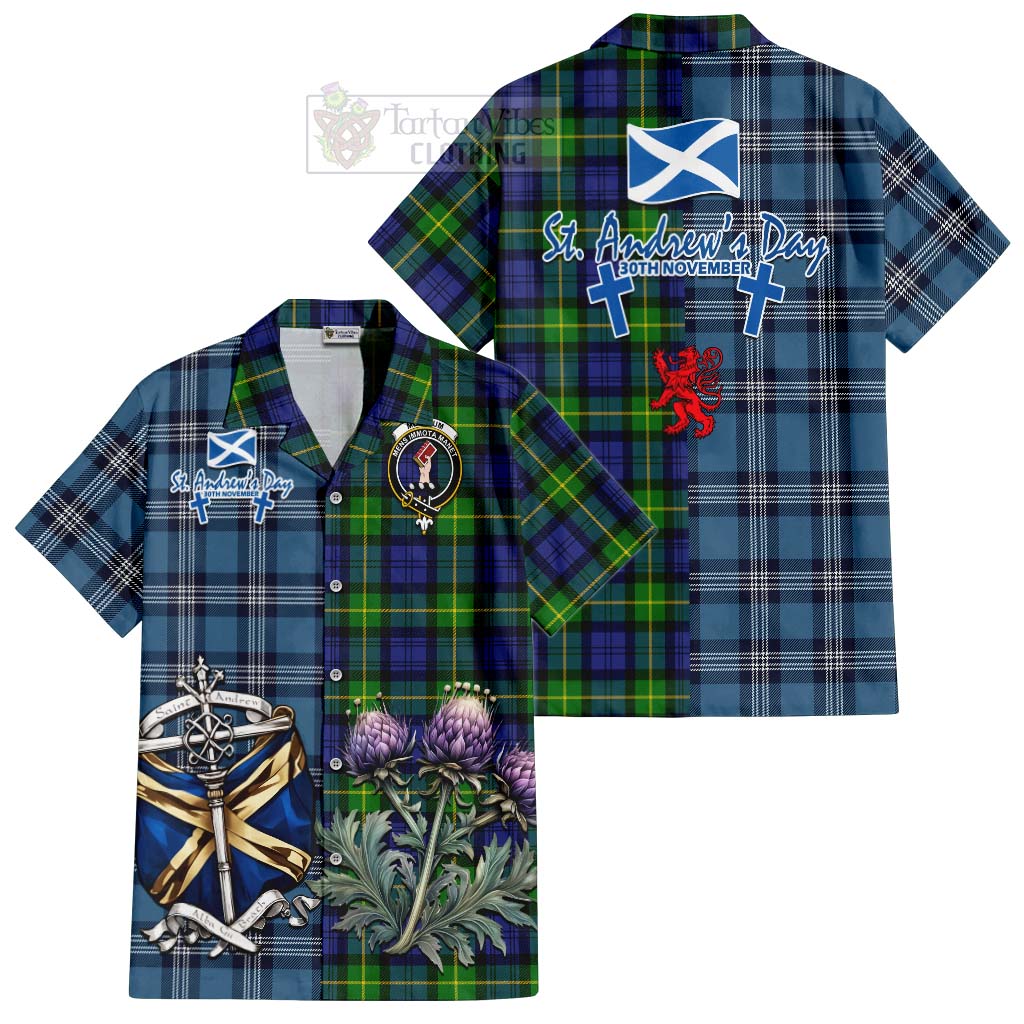 Meldrum Tartan Hawaiian Shirt Happy St. Andrew's Day Half Tartan Style Kid - Tartan Vibes Clothing