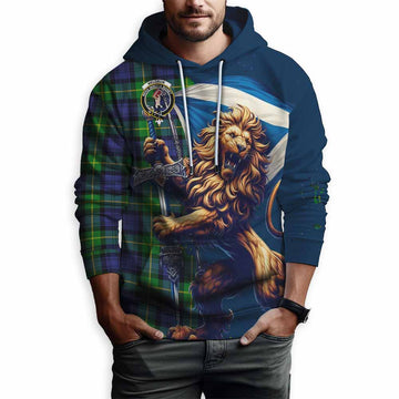Meldrum Tartan Family Crest Hoodie with Scottish Majestic Lion Zip Hoodie - Tartan Vibes Clothing