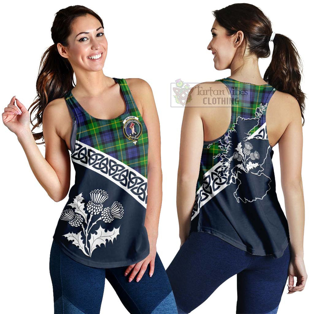 Meldrum Tartan Women's Racerback Tanks Featuring Thistle and Scotland Map 4XL - Tartan Vibes Clothing