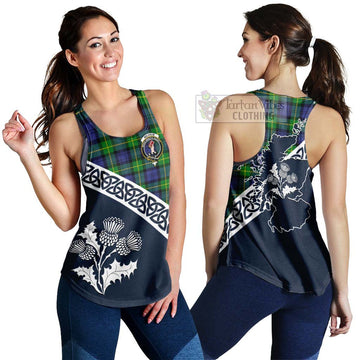 Meldrum Tartan Women's Racerback Tanks Featuring Thistle and Scotland Map 4XL - Tartan Vibes Clothing
