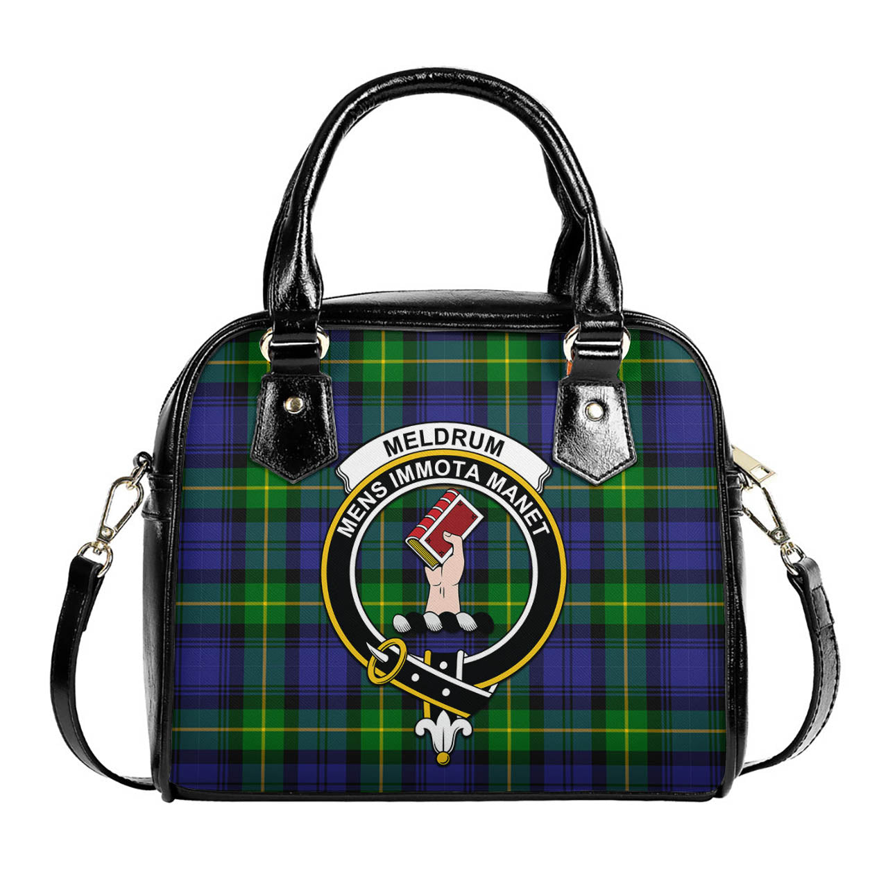 Meldrum Tartan Shoulder Handbags with Family Crest One Size 6*25*22 cm - Tartanvibesclothing