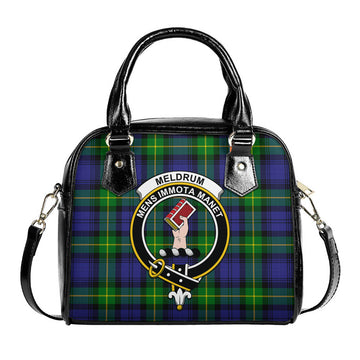 Meldrum Tartan Shoulder Handbags with Family Crest One Size 9*21*24 cm (3.54*8.27*9.45 inches) - Tartan Vibes Clothing