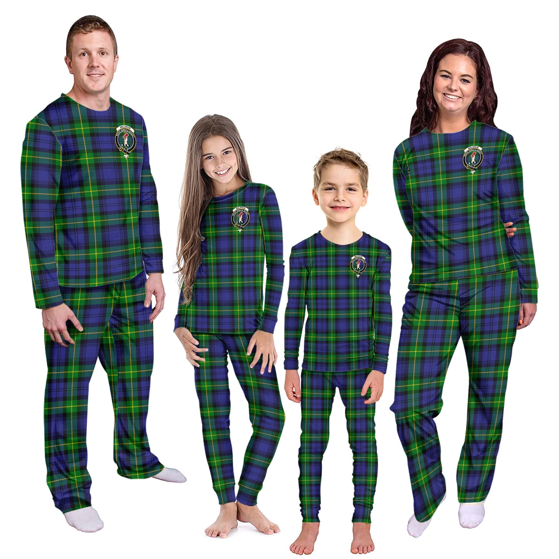 Meldrum Tartan Pajamas Family Set with Family Crest Kid - Tartan Vibes Clothing