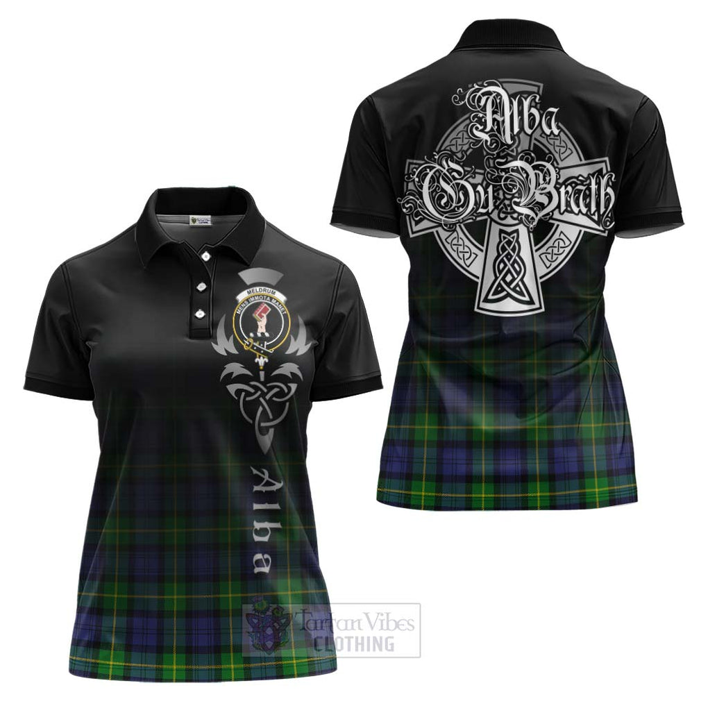 Meldrum Tartan Women's Polo Shirt Featuring Alba Gu Brath Family Crest Celtic Inspired Women - Tartan Vibes Clothing