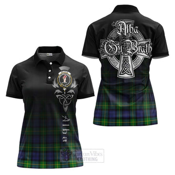 Meldrum Tartan Women's Polo Shirt Featuring Alba Gu Brath Family Crest Celtic Inspired Women - Tartan Vibes Clothing