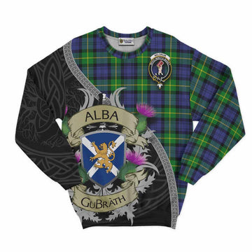 Meldrum Tartan Family Crest Sweatshirt Lion Rampant Royal Thistle Shield Celtic Inspired Unisex - Tartan Vibes Clothing