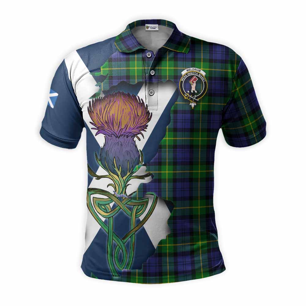 Meldrum Tartan Family Crest Polo Shirt Scottish Thistle Celtic Inspired Kid - Tartan Vibes Clothing