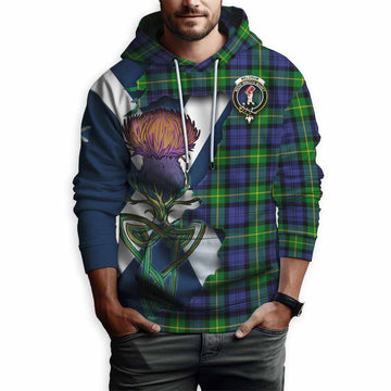 Meldrum Tartan Family Crest Hoodie Scottish Thistle Celtic Inspired Pullover Hoodie - Tartan Vibes Clothing