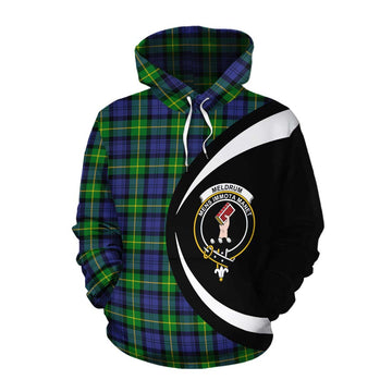 Meldrum Tartan Cotton Hoodie with Family Crest Circle Style Pullover Hoodie XS - Tartan Vibes Clothing