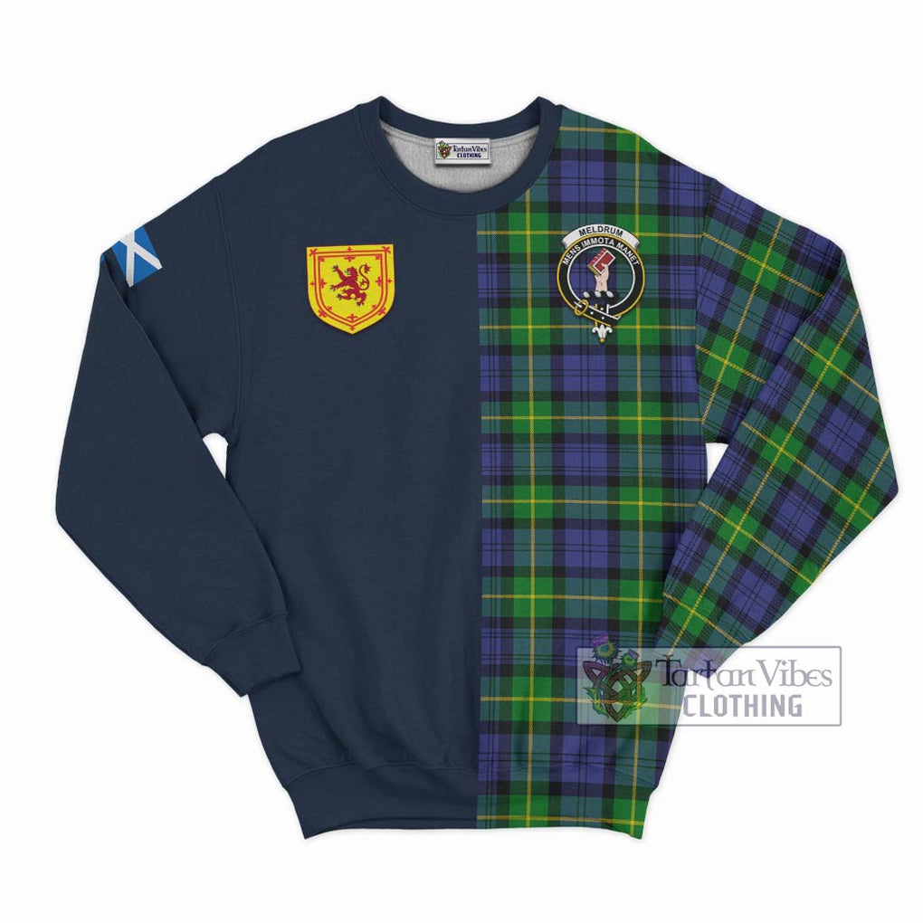 Meldrum Tartan Sweatshirt Alba with Scottish Lion Royal Arm Half Style Unisex - Tartan Vibes Clothing