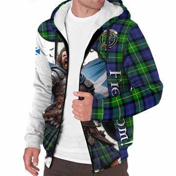 Meldrum Crest Tartan Sherpa Hoodie Inspired by the Freedom of Scottish Warrior Unisex S - Tartan Vibes Clothing