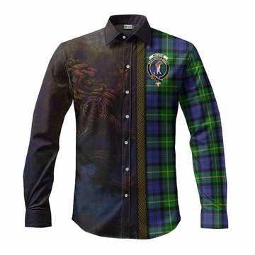 Meldrum Tartan Family Crest Long Sleeve Button Shirt Alba Gu Brath Be Brave Lion Ancient Style Men's Shirt S - Tartan Vibes Clothing