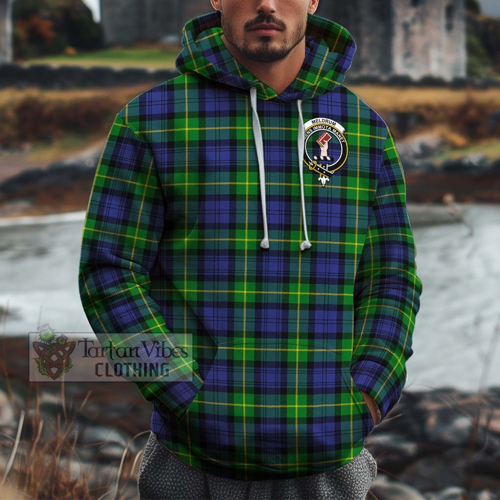 Meldrum Tartan Cotton Hoodie with Family Crest Zip Hoodie - Tartan Vibes Clothing