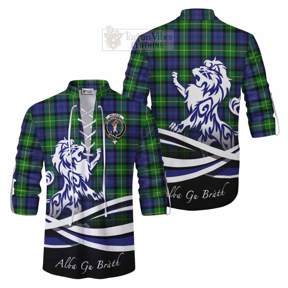 Meldrum Tartan Ghillie Kilt Shirt with Alba Gu Brath Regal Lion Emblem Men - Tartan Vibes Clothing