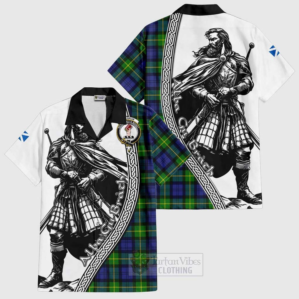 Meldrum Tartan Clan Crest Hawaiian Shirt with Highlander Warrior Celtic Style Kid - Tartan Vibes Clothing