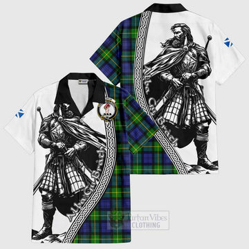 Meldrum Tartan Clan Crest Hawaiian Shirt with Highlander Warrior Celtic Style Kid - Tartan Vibes Clothing