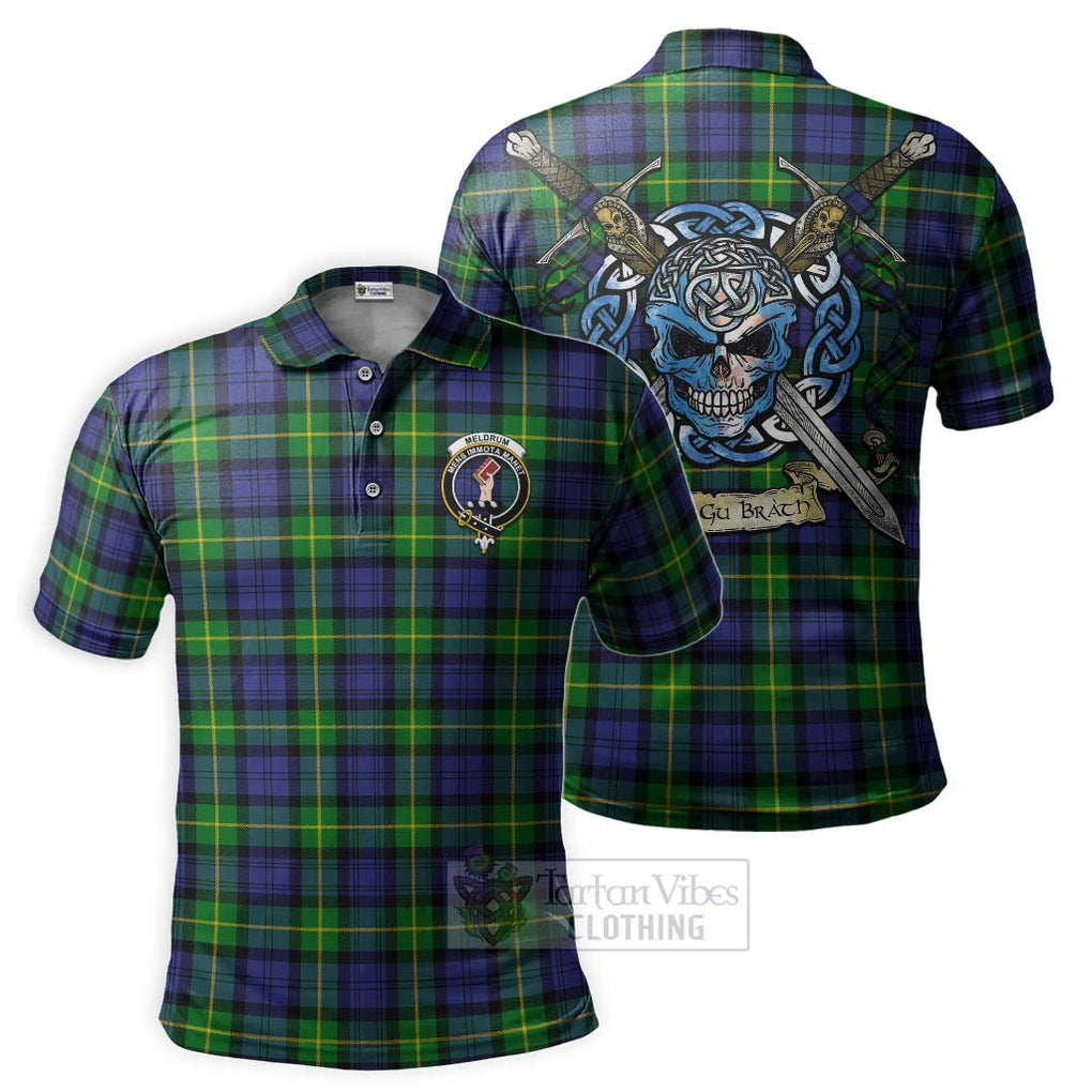 Meldrum Tartan Polo Shirt with Family Crest Celtic Skull Style Kid - Tartan Vibes Clothing