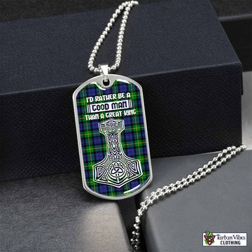 Tartan Vibes Clothing Meldrum Tartan Dog Tag Necklace Viking Mjolnir Style