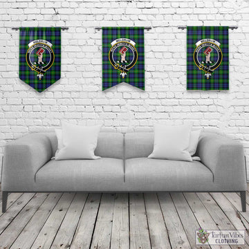Meldrum Tartan Gonfalon, Tartan Banner with Family Crest Rectangle - Tartan Vibes Clothing