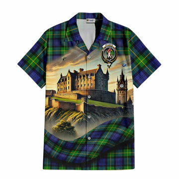 Meldrum Tartan Family Crest Hawaiian Shirt with Scottish Ancient Castle Style Kid - Tartan Vibes Clothing