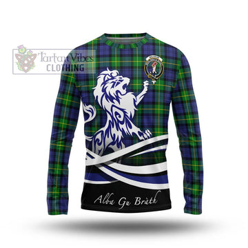 Meldrum Tartan Long Sleeve T-Shirt with Alba Gu Brath Regal Lion Emblem Unisex - Tartan Vibes Clothing