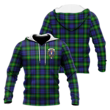 Meldrum Tartan Knitted Hoodie with Family Crest