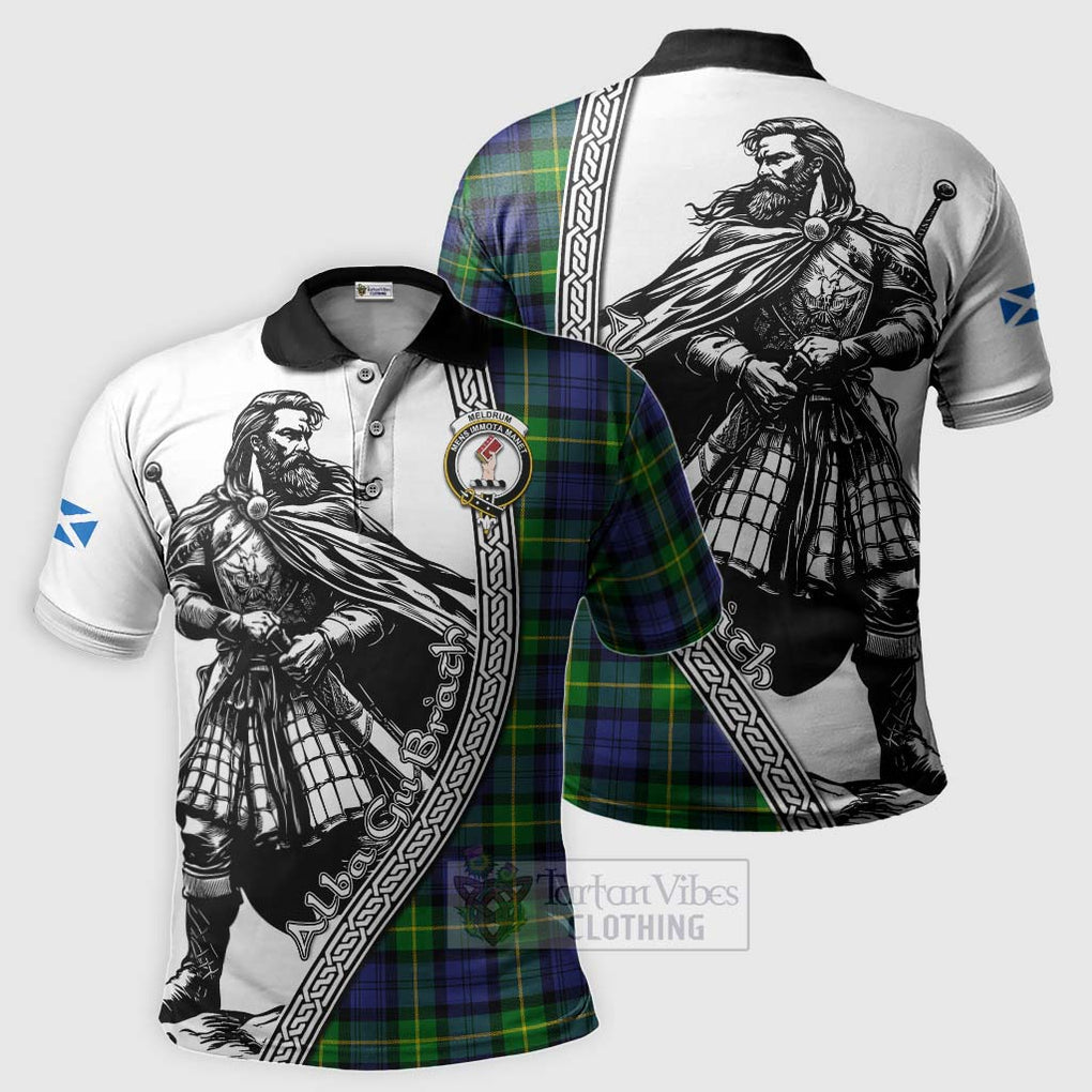 Meldrum Tartan Clan Crest Polo Shirt with Highlander Warrior Celtic Style Kid - Tartan Vibes Clothing
